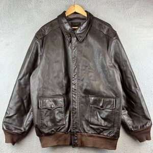 Vintage Type A-2 Leather Flight Jacket Brown Bomber Scovill Zip Mens 46T